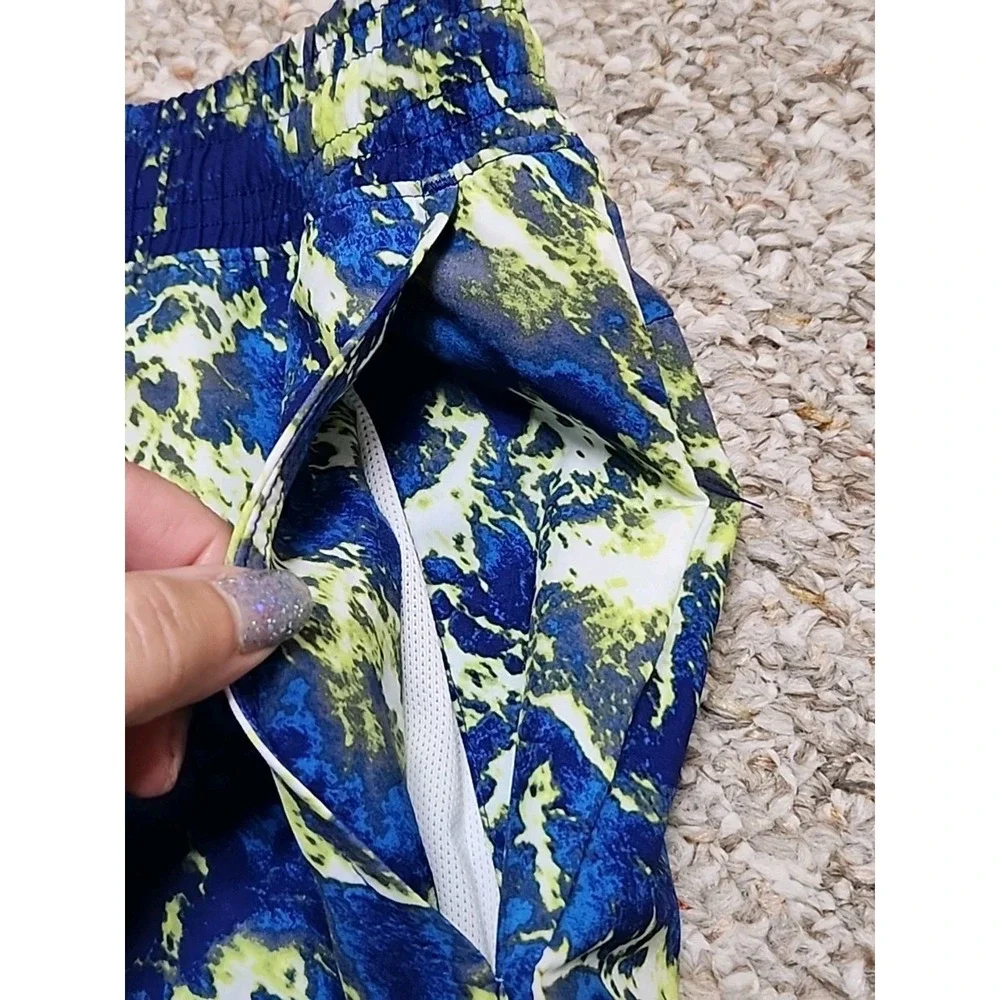 Champion Water Blue Green Printed Elastic Waist Active Shorts Men's Size XL 34x7